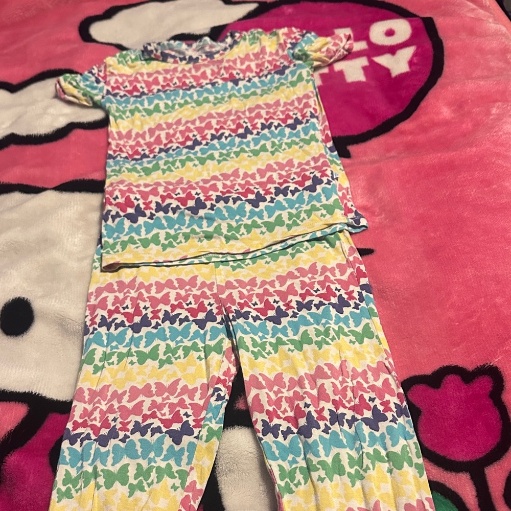 Posh Peanut Multicolor Butterfly Kids Pajama Set